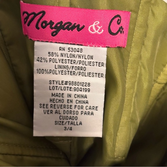 Morgan & Co. Strapless Ruched Ruffle Dress | Olive Green | Size 3/4 - Picture 4 of 5